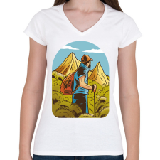 PRINTFASHION Hegymászó - Női V-nyakú póló - Fehér női póló