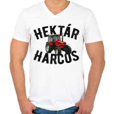 PRINTFASHION Hektár Harcos - Férfi V-nyakú póló - Fehér