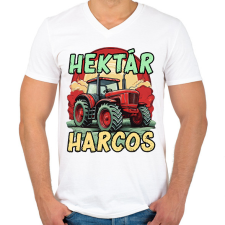 PRINTFASHION Hektár Harcos - Férfi V-nyakú póló - Fehér férfi póló