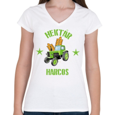 PRINTFASHION HEKTÁR HARCOS - Női V-nyakú póló - Fehér női póló