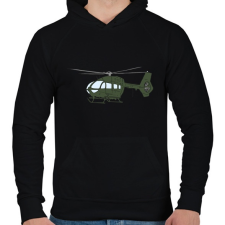 PRINTFASHION Helikopter - Férfi kapucnis pulóver - Fekete férfi pulóver, kardigán
