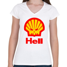 PRINTFASHION Hell - Női V-nyakú póló - Fehér női póló
