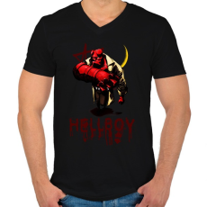 PRINTFASHION hellboy - Férfi V-nyakú póló - Fekete