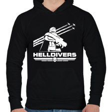 PRINTFASHION Helldivers - Férfi kapucnis pulóver - Fekete férfi pulóver, kardigán
