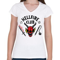 PRINTFASHION Hellfire Club - Női V-nyakú póló - Fehér