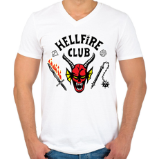 PRINTFASHION Hellfire Club (Sötét pólóra is) - Férfi V-nyakú póló - Fehér