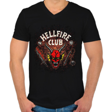 PRINTFASHION Hellfire Club - Stranger Things - Férfi V-nyakú póló - Fekete férfi póló