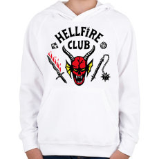 PRINTFASHION Hellfire Club - Stranger Things - Gyerek kapucnis pulóver - Fehér