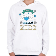 PRINTFASHION Helló 2022 - újév - Gyerek kapucnis pulóver - Fehér gyerek pulóver, kardigán