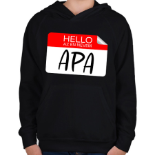 PRINTFASHION Hello az én nevem apa - Gyerek kapucnis pulóver - Fekete gyerek pulóver, kardigán