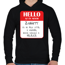 PRINTFASHION Hello az én nevem - Bögre - Férfi kapucnis pulóver - Fekete