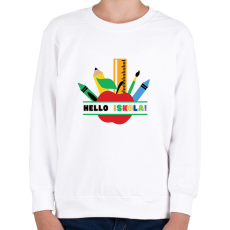 PRINTFASHION Hello Iskola - Gyerek pulóver - Fehér
