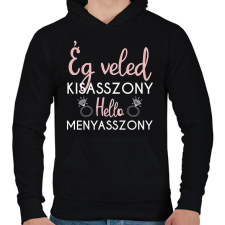 PRINTFASHION Hello menyasszony - Férfi kapucnis pulóver - Fekete férfi pulóver, kardigán