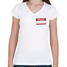 PRINTFASHION Hello, my name is - Női V-nyakú póló - Fehér