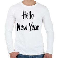 PRINTFASHION Hello New Year - Férfi hosszú ujjú póló - Fehér férfi póló