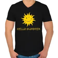 PRINTFASHION HELLO SUMMER - Férfi V-nyakú póló - Fekete férfi póló
