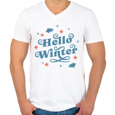 PRINTFASHION Helló tél - winter - Férfi V-nyakú póló - Fehér