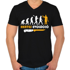 PRINTFASHION Hentes evolúció - Férfi V-nyakú póló - Fekete