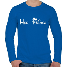 PRINTFASHION Her prince fehér - Férfi hosszú ujjú póló - Királykék