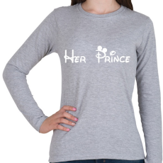 PRINTFASHION Her prince fehér - Női hosszú ujjú póló - Sport szürke