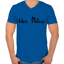 PRINTFASHION Her Prince - Férfi V-nyakú póló - Királykék férfi póló