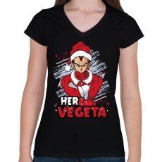 PRINTFASHION Her Vegeta - Női V-nyakú póló - Fekete