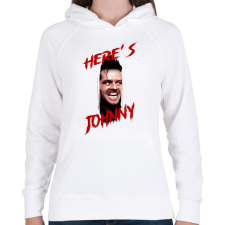 PRINTFASHION Here's Johnny - Női kapucnis pulóver - Fehér női pulóver, kardigán