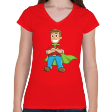 PRINTFASHION Hero - Női V-nyakú póló - Piros