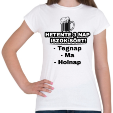 PRINTFASHION Hetente 3 nap iszok sört! - Női póló - Fehér női póló