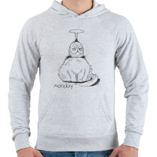 PRINTFASHION Hétfő cica - Férfi kapucnis pulóver - Sport szürke férfi pulóver, kardigán