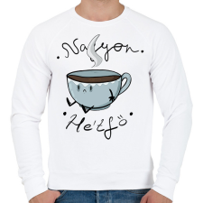 PRINTFASHION Hétfői kávé - Férfi pulóver - Fehér férfi pulóver, kardigán