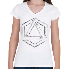 PRINTFASHION Hexagonal 4 - Női V-nyakú póló - Fehér