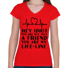 PRINTFASHION Hey idiot - Női V-nyakú póló - Piros
