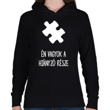 PRINTFASHION Hiányzó rész1 - Női kapucnis pulóver - Fekete női pulóver, kardigán