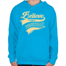 PRINTFASHION Higgy magadban! - Gyerek kapucnis pulóver - Azúrkék gyerek pulóver, kardigán