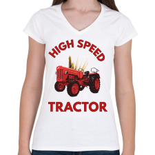 PRINTFASHION high speed tractor - Női V-nyakú póló - Fehér női póló