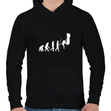 PRINTFASHION Hiking Evolution - Férfi kapucnis pulóver - Fekete férfi pulóver, kardigán