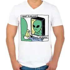 PRINTFASHION Hinni akarok magamban - Férfi V-nyakú póló - Fehér férfi póló
