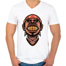 PRINTFASHION Hip Hop face - Férfi V-nyakú póló - Fehér