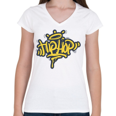 PRINTFASHION Hip-hop - Női V-nyakú póló - Fehér