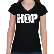 PRINTFASHION Hip-Hop - Női V-nyakú póló - Fekete