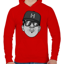 PRINTFASHION HipHop - Férfi kapucnis pulóver - Piros férfi pulóver, kardigán