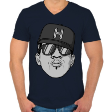PRINTFASHION HipHop - Férfi V-nyakú póló - Sötétkék férfi póló