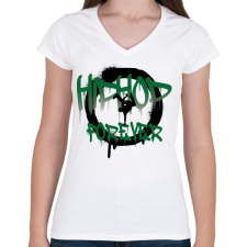 PRINTFASHION Hiphop forever - Női V-nyakú póló - Fehér női póló