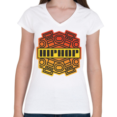 PRINTFASHION Hiphop - Női V-nyakú póló - Fehér