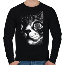 PRINTFASHION Hipnotizált macska - Férfi pulóver - Fekete