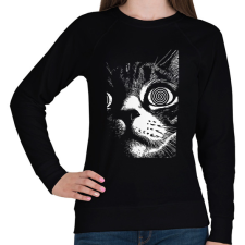 PRINTFASHION Hipnotizált macska - Női pulóver - Fekete női pulóver, kardigán