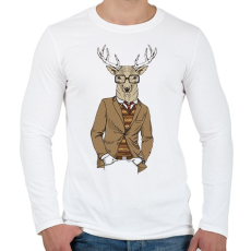 PRINTFASHION Hipster Deer - Férfi hosszú ujjú póló - Fehér