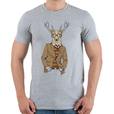 PRINTFASHION Hipster Deer - Férfi póló - Sport szürke