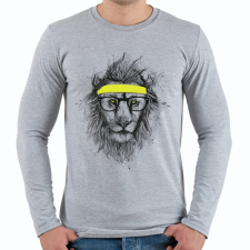 PRINTFASHION Hipster lion - Férfi hosszú ujjú póló - Sport szürke férfi póló
